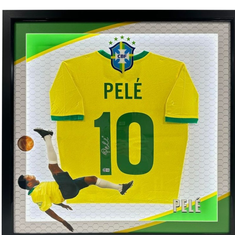 Maglia Pelé Brasile firmata e incorniciata con illuminazione a LED