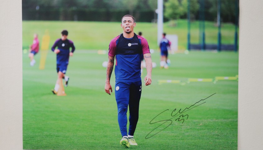 Gabriel Jesus "Wink" Manchester City A2 Signed Photograph