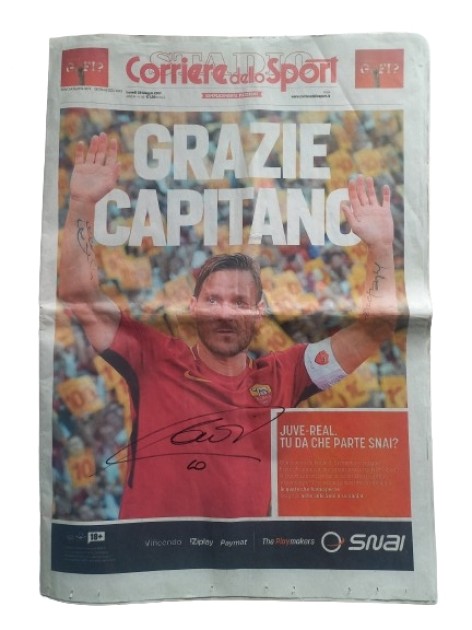 Corriere dello Sport "Grazie Capitano" - Signed by Francesco Totti