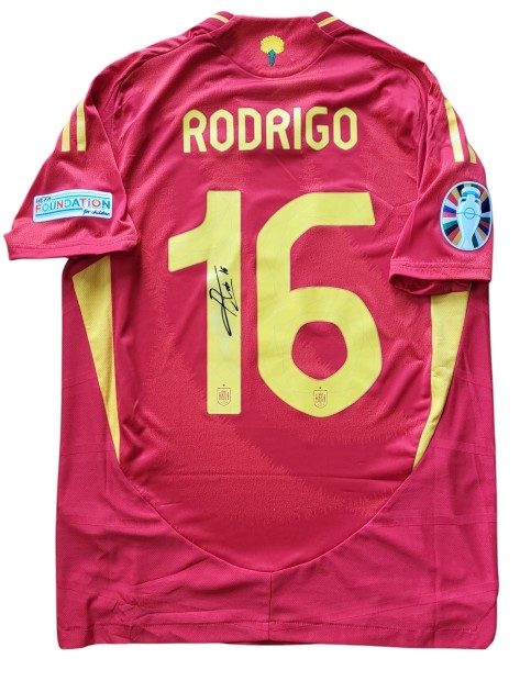 Rodrigo's Spain vs England Signed Match-Issued Shirt, EURO 2024 Finals