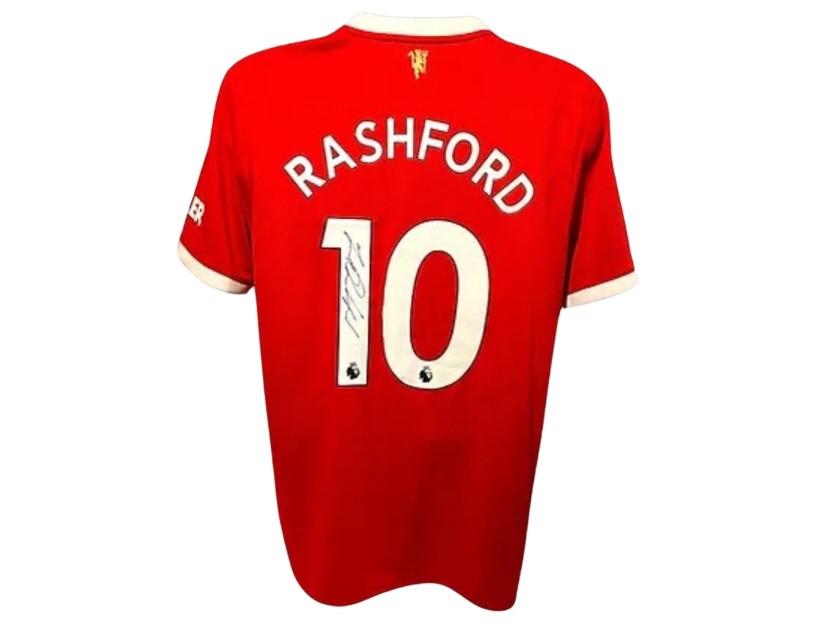 La maglia ufficiale firmata da Marcus Rashford per il Manchester United 2021/22