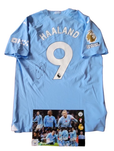 Haaland's Issued Signed Shirt, Manchester City 2023 - Red Poppy