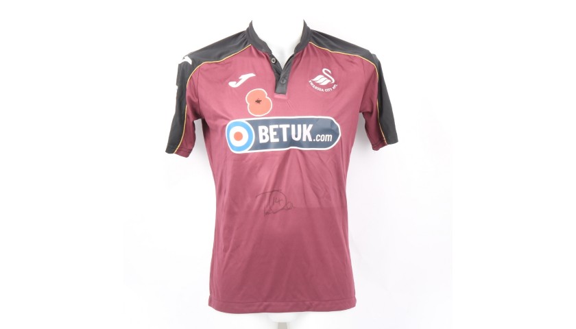 Carroll's Swansea City Match-Worn and Signed Poppy Shirt