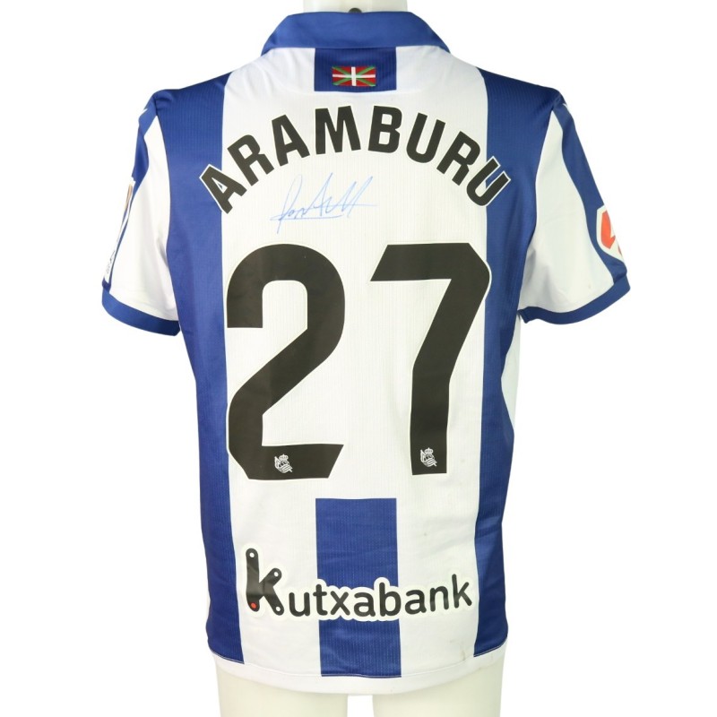 Aramburu's Signed Unwashed Shirt, Real Sociedad vs Valencia 2024