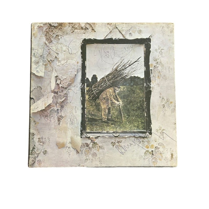 LP in vinile d'epoca "Led Zeppelin IV" firmato dai Led Zeppelin