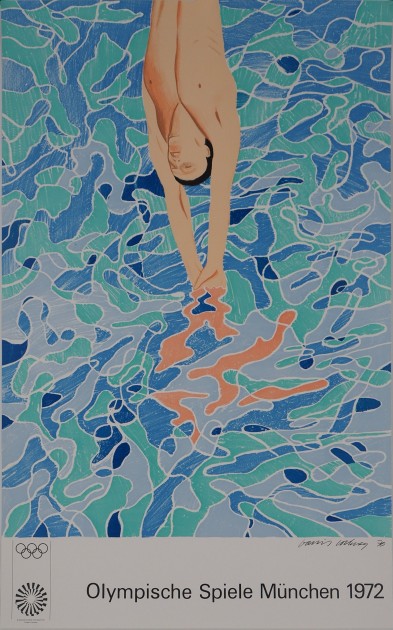 'Pool Diver' Lithograph by David Hockney