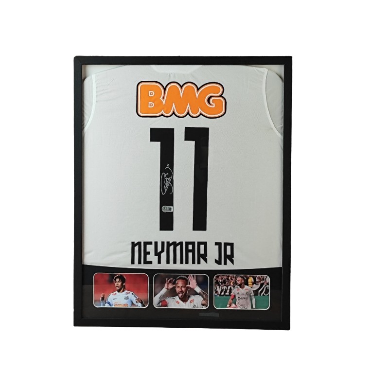 Maglia Neymar Santos FC in cornice deluxe di alta qualità - Autografata