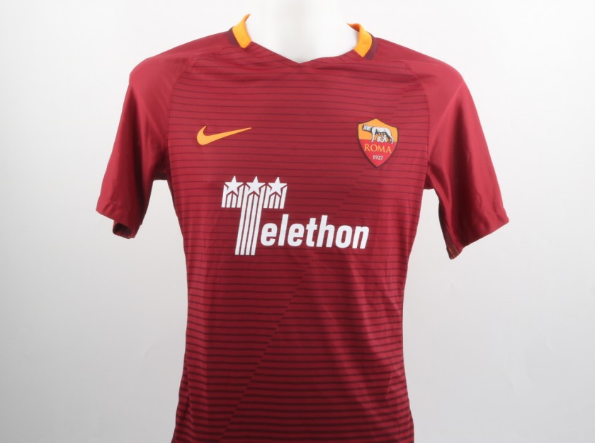 Salah Match Issued Shirt, Juventus-Roma 17/12/16 - Special Telethon Sponsor