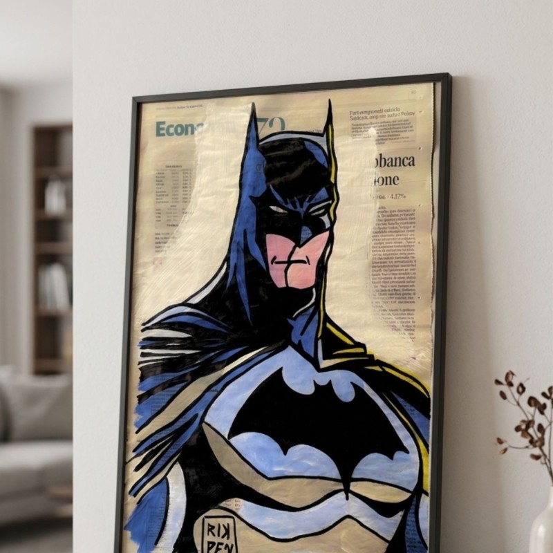 Batman – Unique Artwork on Newspaper by RikPen
