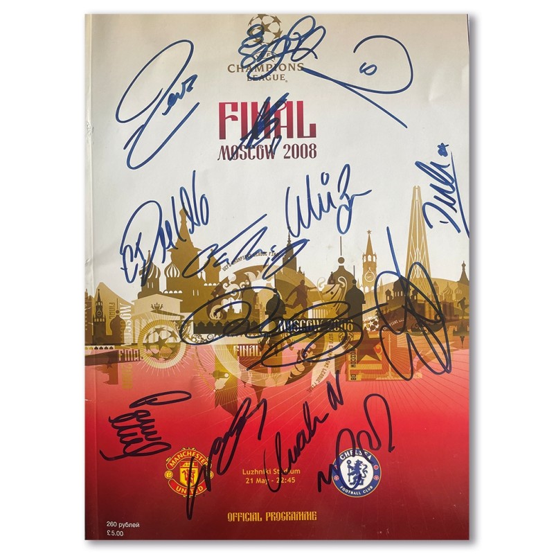 Programma della finale di Champions League del Manchester United 2008 con firma multipla