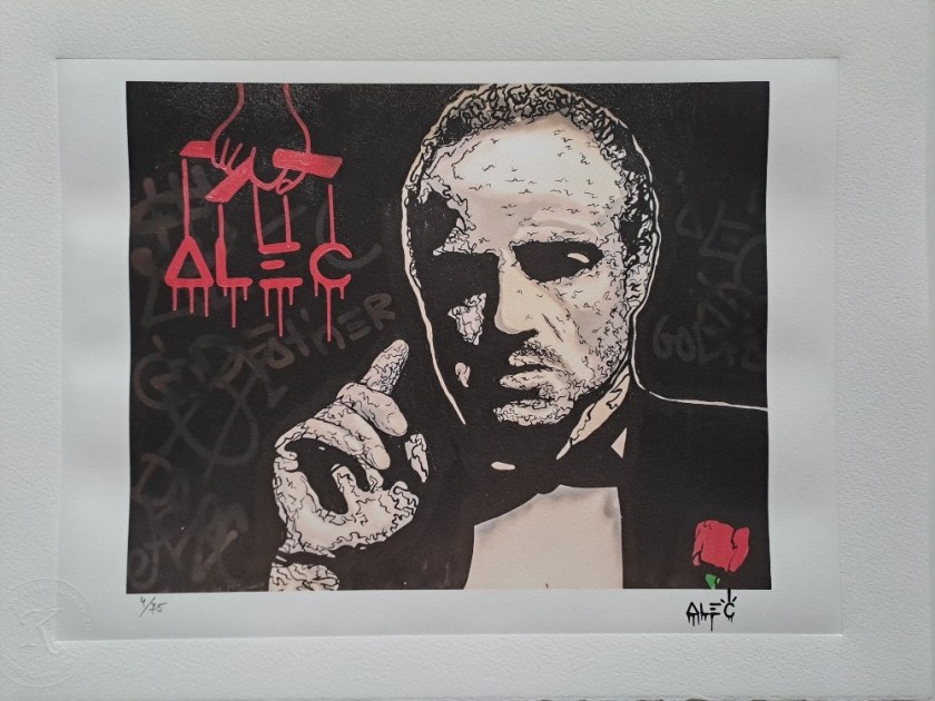 Litografia "The Godfather" di Alec Monopoly - Firmata