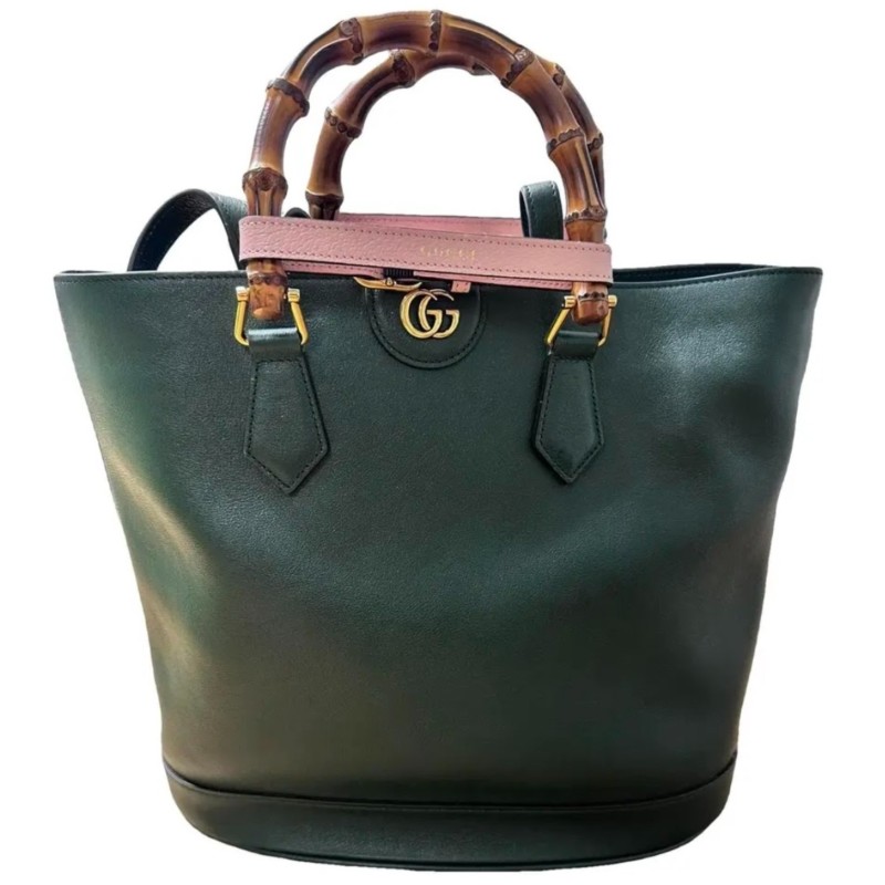 Borsa Gucci Diana in Pelle Verde con Manici in Bambù