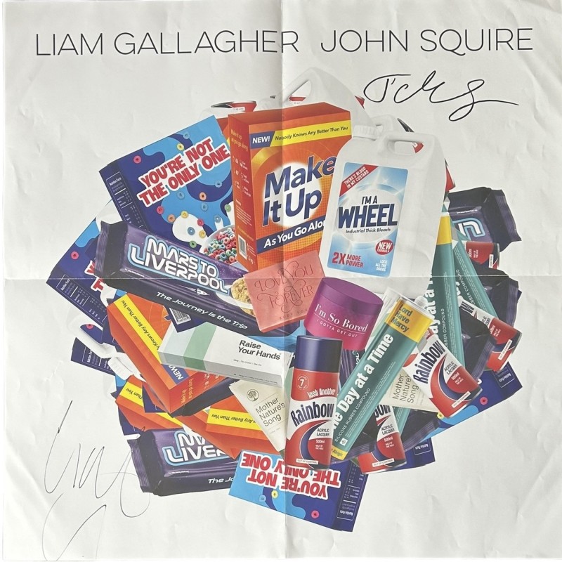 Liam Gallagher and John Squire Signed Poster