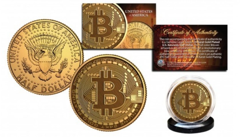 Bitcoin Blockchain - 24K Gold-Plated Quarter Dollar 