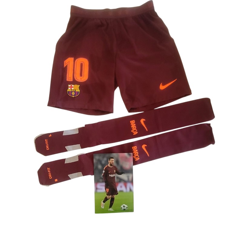 Messi's  Juventus vs Barcelona Match-Issued Shorts and Socks, 2017