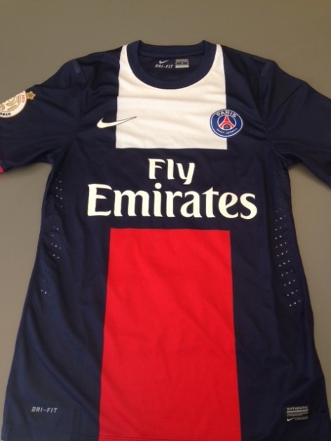 Paris Saint-Germain fanshop shirt, Verratti, Ligue 1 2013/2014 - signed