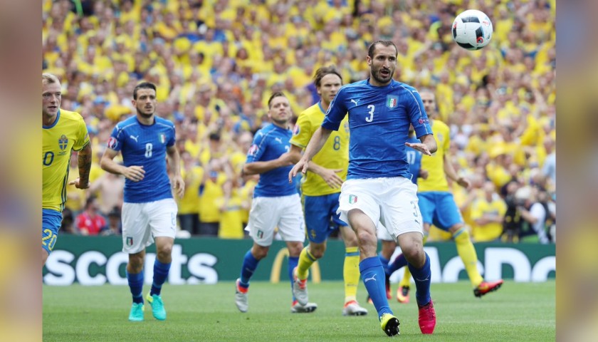 Chiellini's Italy Match Signed Shorts, 2016 Season
