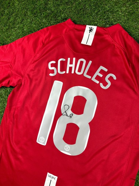 Paul Scholes Signed Manchester United 2008 Champions League Football Shirt COA