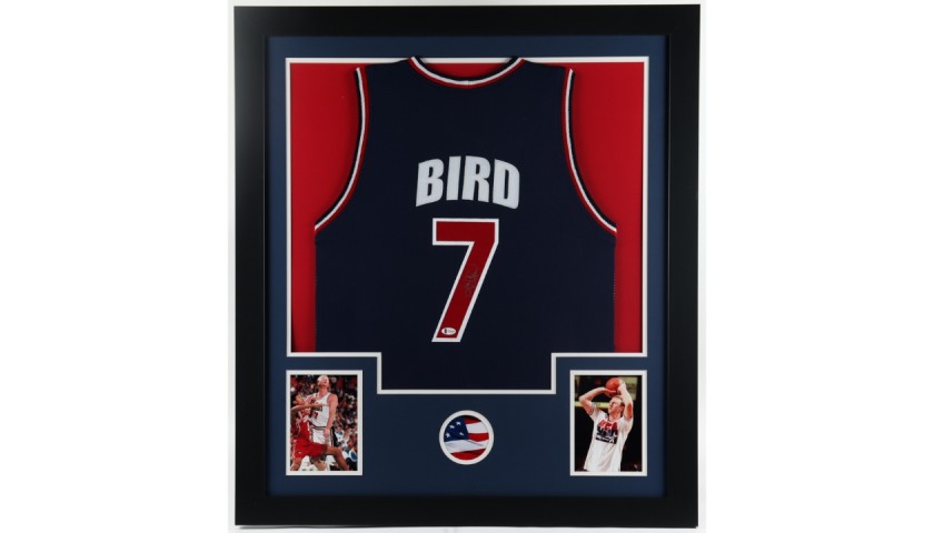 Larry Bird Signed Framed Jersey