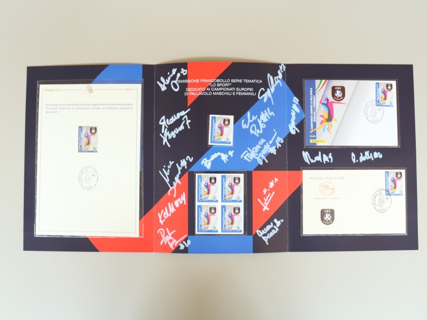 Philatelic Eurovolley 2023 folder autographed by the Italian women's national team