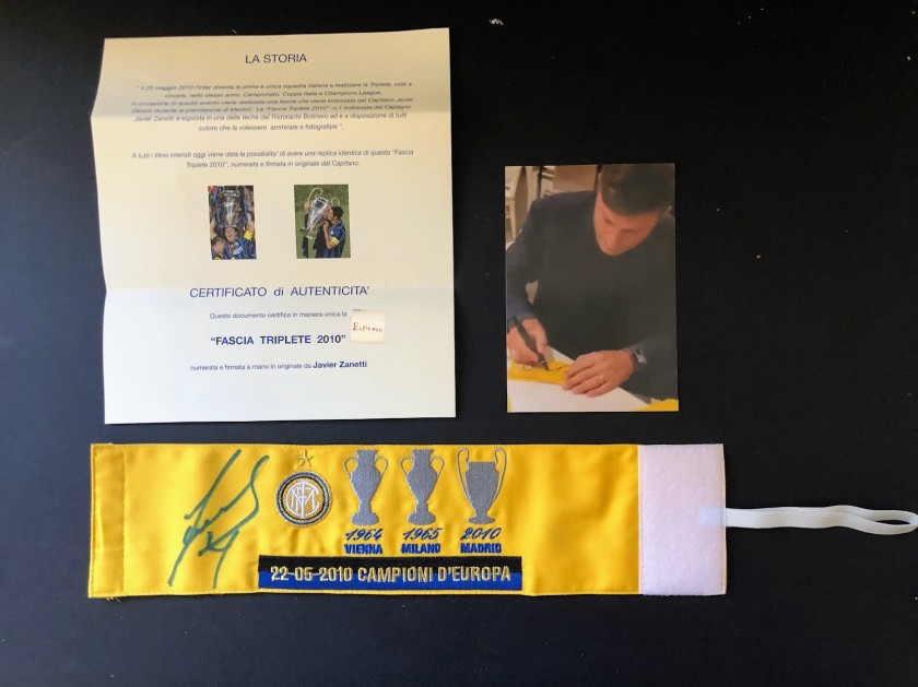 "Triplete 2010" Framed Armband - Signed by Javier Zanetti