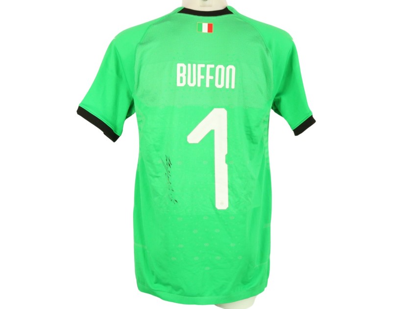 Buffon's Italy Match-Issued Signed Shirt, 2018/19 - Patch "Davide sempre con Noi"