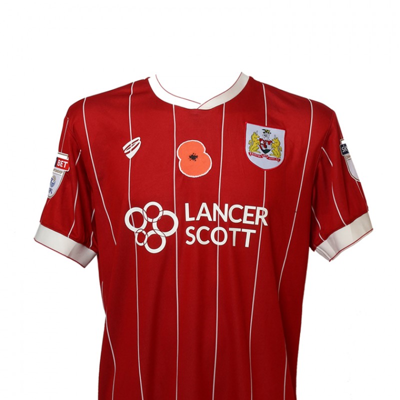 Match-Worn Poppy Shirt by Bristol City FC's Tyreeq Bakinson