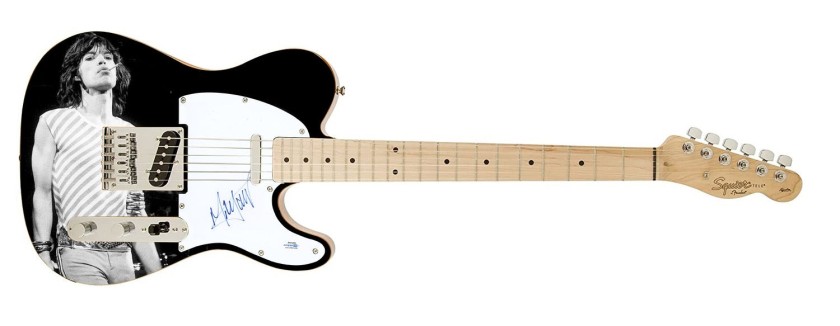 Battipenna di una chitarra Fender personalizzata - Autografato da Mick Jagger dei Rolling Stones