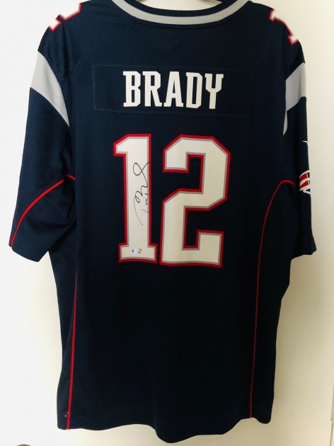 Tom Brady Autographed & Framed Blue Patriots Jersey COA/Please read  description