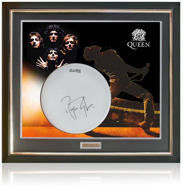 Roger Taylor of Queen Signed Drum Skin Presentation