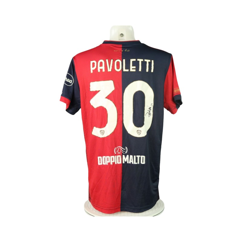 Maglia Pavoletti Unwashed, Cagliari vs Como 2024 - Autografata