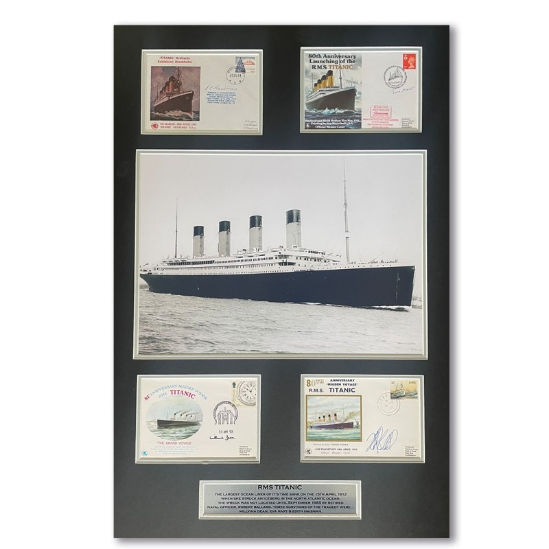 Robert Ballard, Millvina Dean, Eva Hart And Edith Haisman Titanic Signed Display