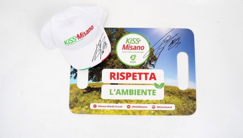 KiSS Misano Banner and Cap Signed by Loris Capirossi
