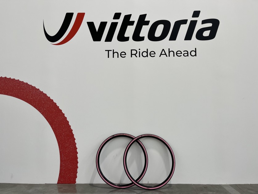 Two Vittoria Corsa PRO PINK Tires Signed by Mark Cavendish