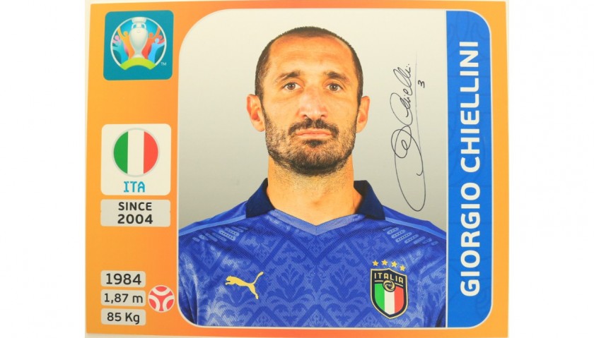 Chiellini Italy Signed Card, Euro 2020 