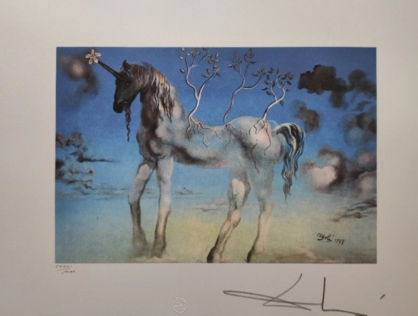 Litografia "The Happy Unicorn" di Salvador Dalí - Firmata