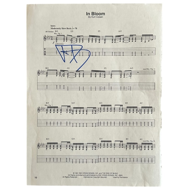 Dave Grohl Signed In Bloom Sheet Music