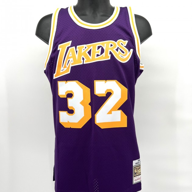 Magic Johnson Signed Los Angeles Lakers Magic Purple Jersey