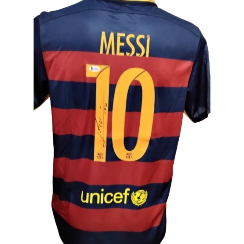 Maglia replica Messi Barcellona, 2015/16- Autografata