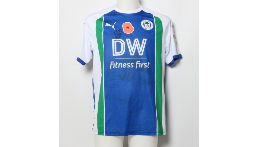 Dan Burn's Match-Worn Wigan Athletic Signed Poppy Home Shirt 