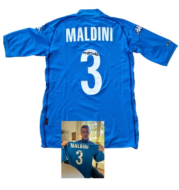 Maldini's Signed Issued Shirt, Italy 2002