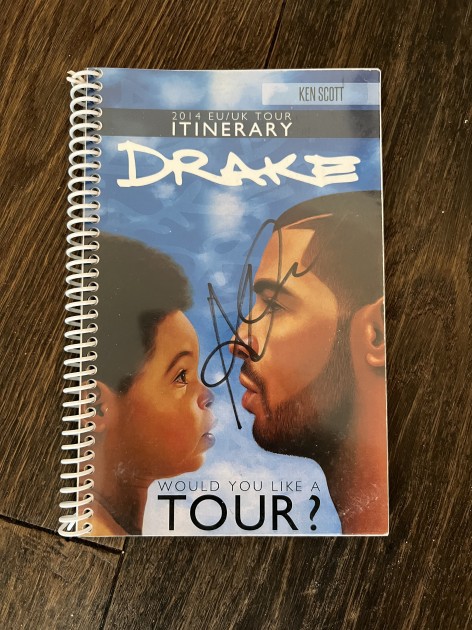 Drake Signed 2014 European Tour Itinerary Book