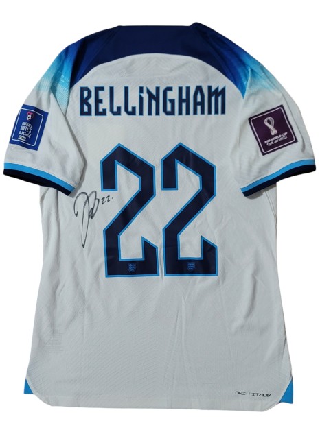 Bellingham's Signed Match-Issued Shirt, England vs France WC 2022