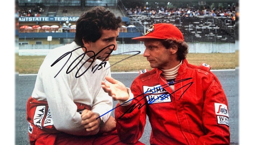 Photograph Signed by Alain Prost and Niki Lauda - 1997
