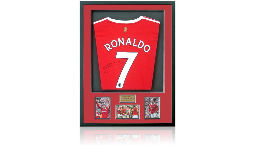 Framed Cristiano Ronaldo Signed Manchester United Home Jersey 