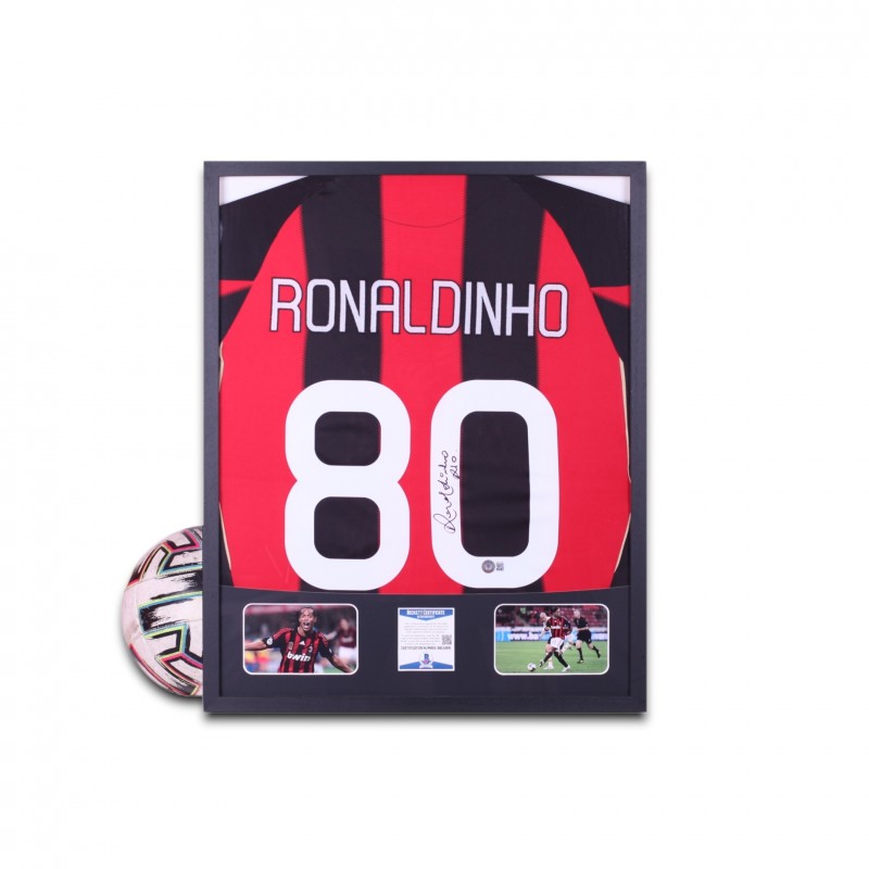 Ronaldinho's AC Milan Signed and Framed Shirt