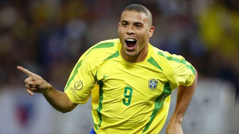 Brazil Retro Shirt - Signed by Ronaldo