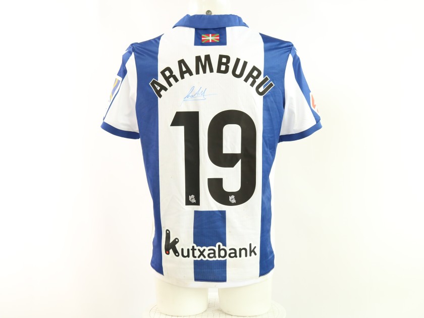 Maglia Aramburu Real Sociedad vs Espanyol Unwashed, 2025 - Autografata