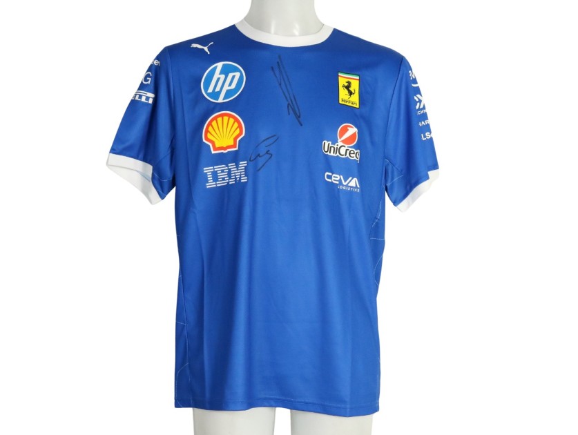 R - T-shirt ufficiale Scuderia Ferrari, Monza 2025 - Autografata da Hamilton e Leclerc