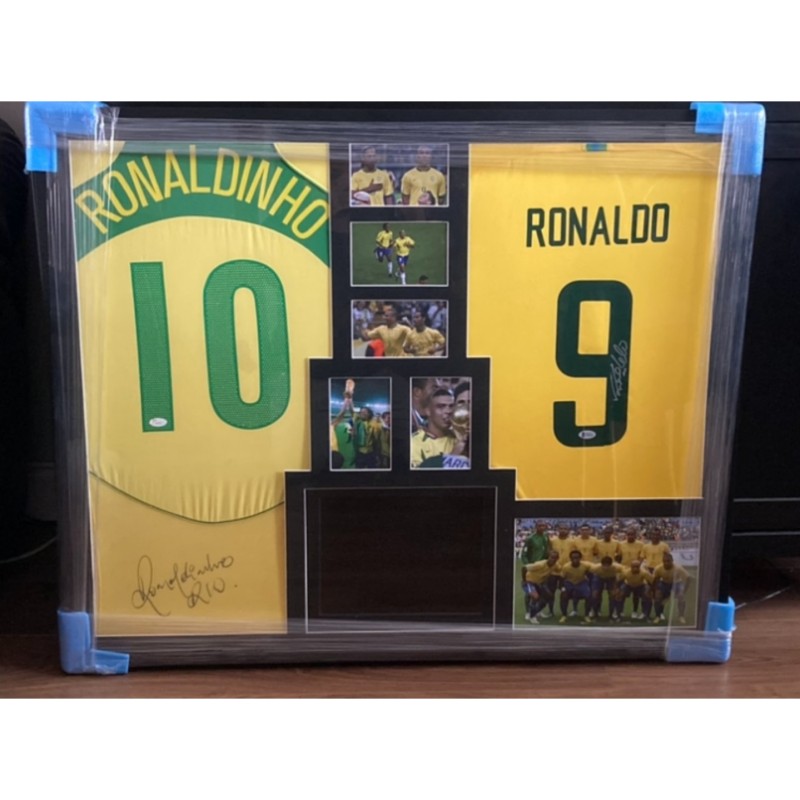 Ronaldinho And Ronaldo Signed Shirts Display